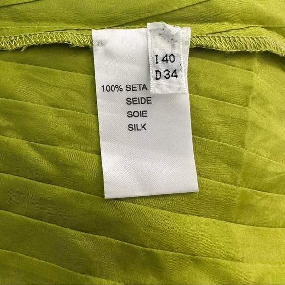 Blumarine Silk Lime Green Long Sleeve Dress SZ 40 Italian/US 4 Feminine Fairy - Picture 10 of 13